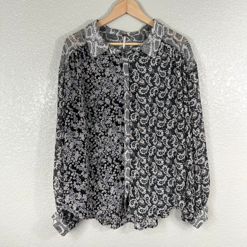 Free People Dani Button Down Blouse Size Small - Picture 3 of 10